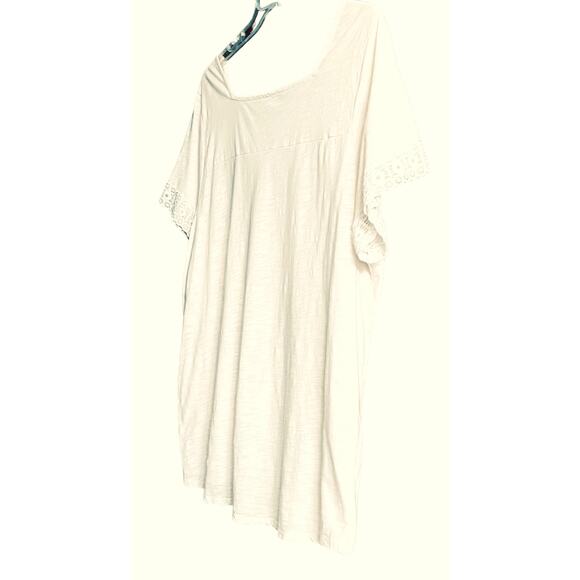 ST. JOHN’S BAY SHORT SLEEVE SQUARE NECK BLOUSE, WOMENS, 3X, IVORY, LACE TRIM - Picture 6 of 10